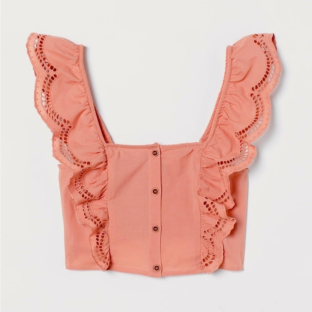 H&M Divided Flounce Trim Top Dusty Rose Small